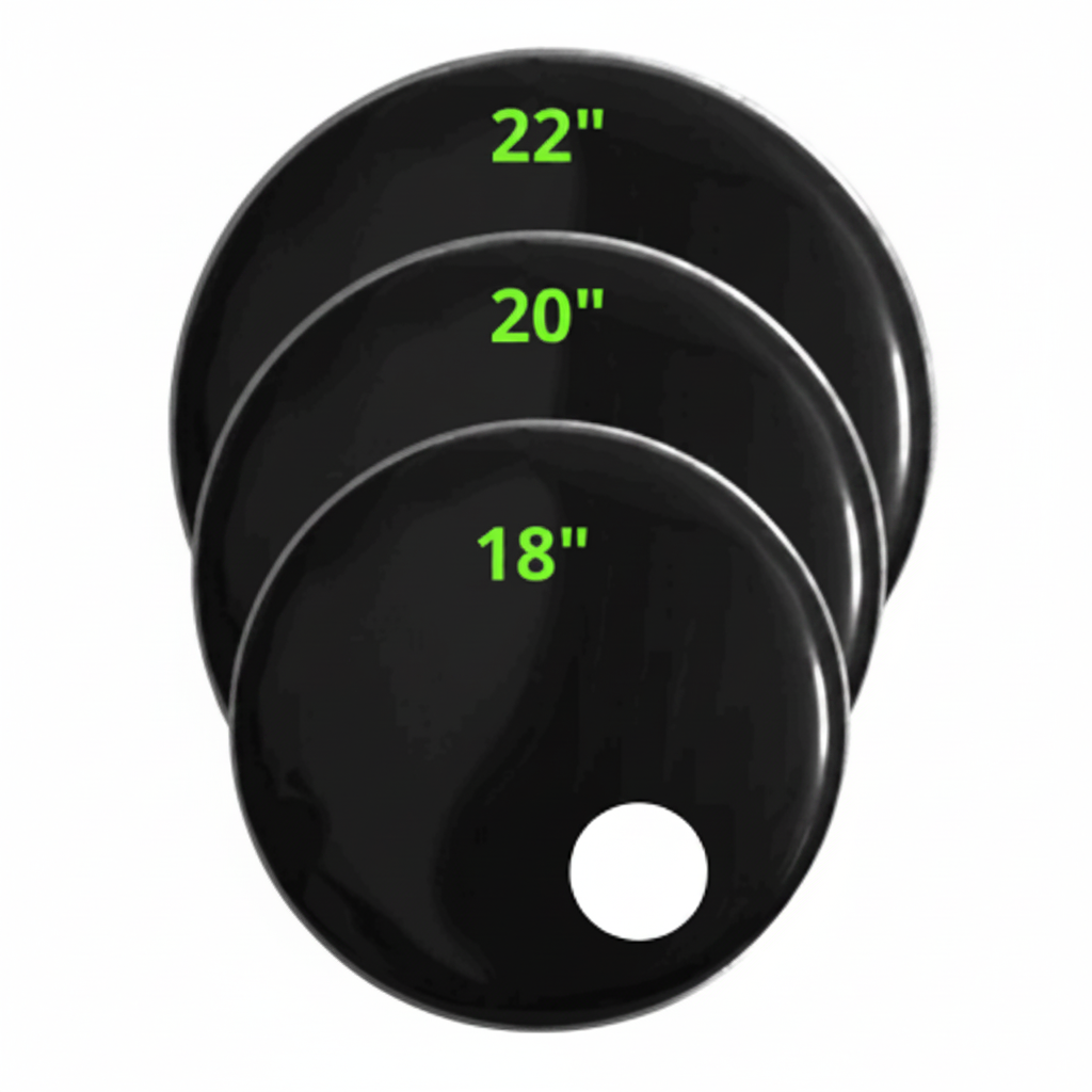 EVOLUTION | PARCHE FRONTAL NEGRO PARA BOMBO, DE 20" CON MUFFLE RING