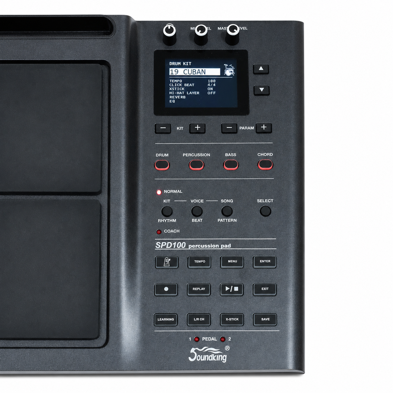 Soundking SPD100 – Pad de Percusión Electrónica con Base, Funda y Pedales