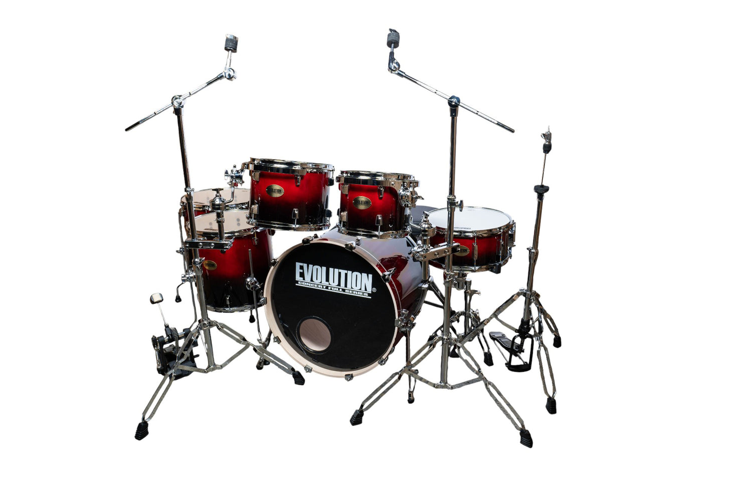 EVOLUTION | BATERÍA CONCERT FULL DE 6 PIEZAS COLOR ROJO SOMBREADO SCARLET (SET DE 3 CAJAS)