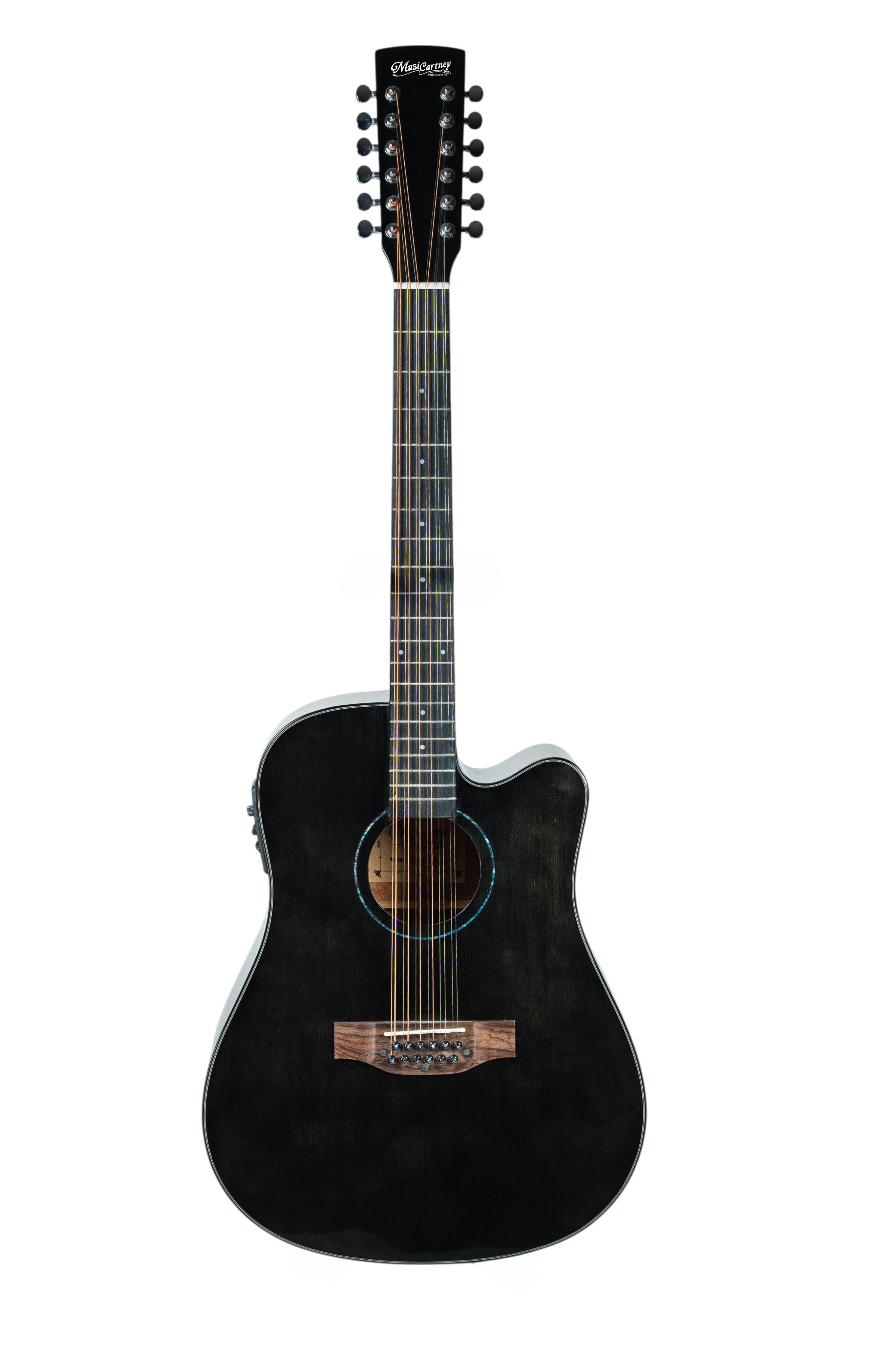 MUSICARTNEY | GUITARRA ELECTROACÚSTICA DE 12 CUERDAS NEGRA