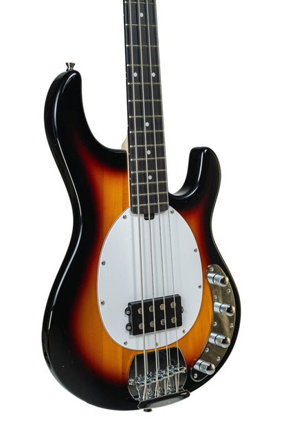 Tagima bajo eléctrico activo TBM en color sunburst con mica blanca.