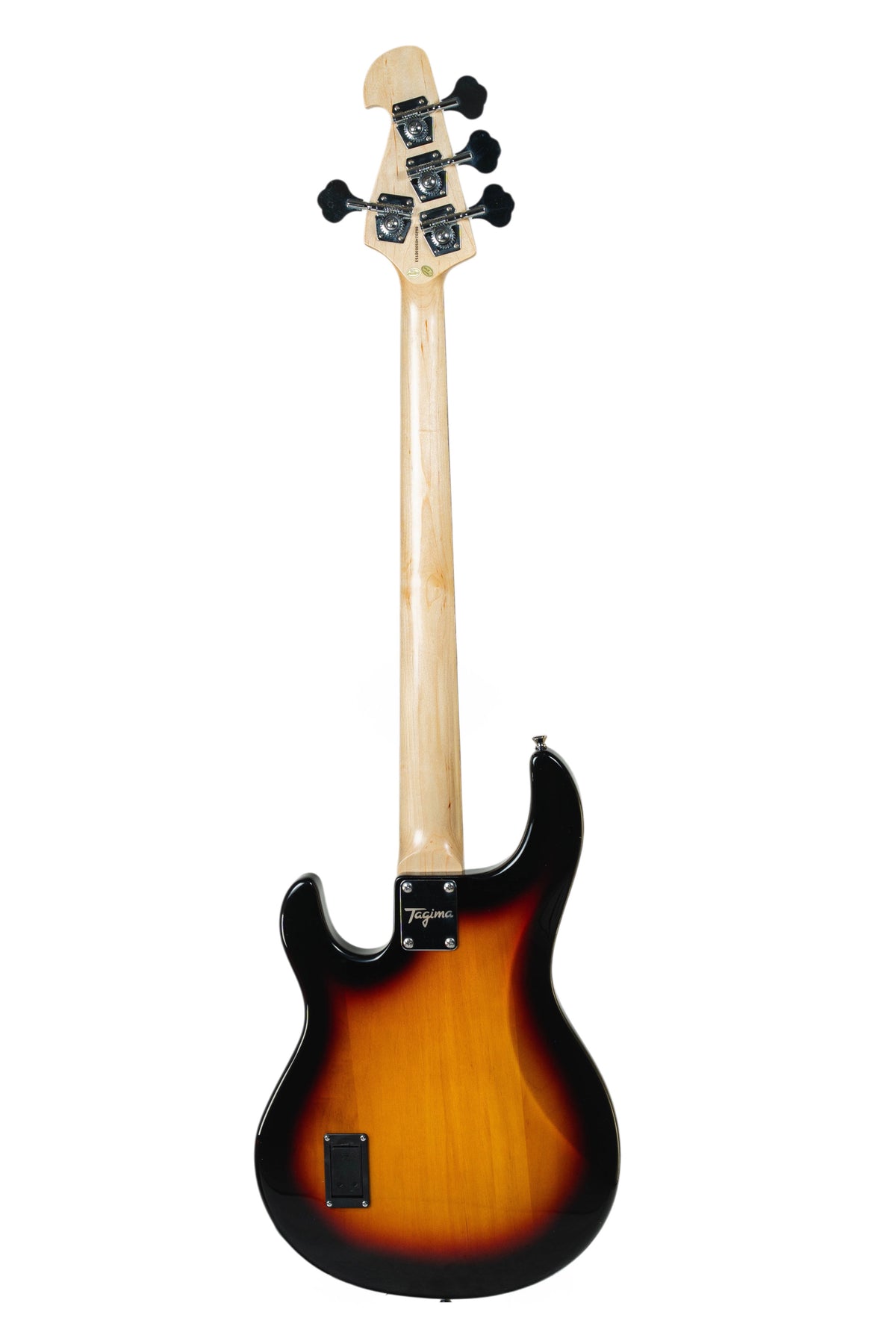 Tagima bajo eléctrico activo TBM en color sunburst con mica blanca.