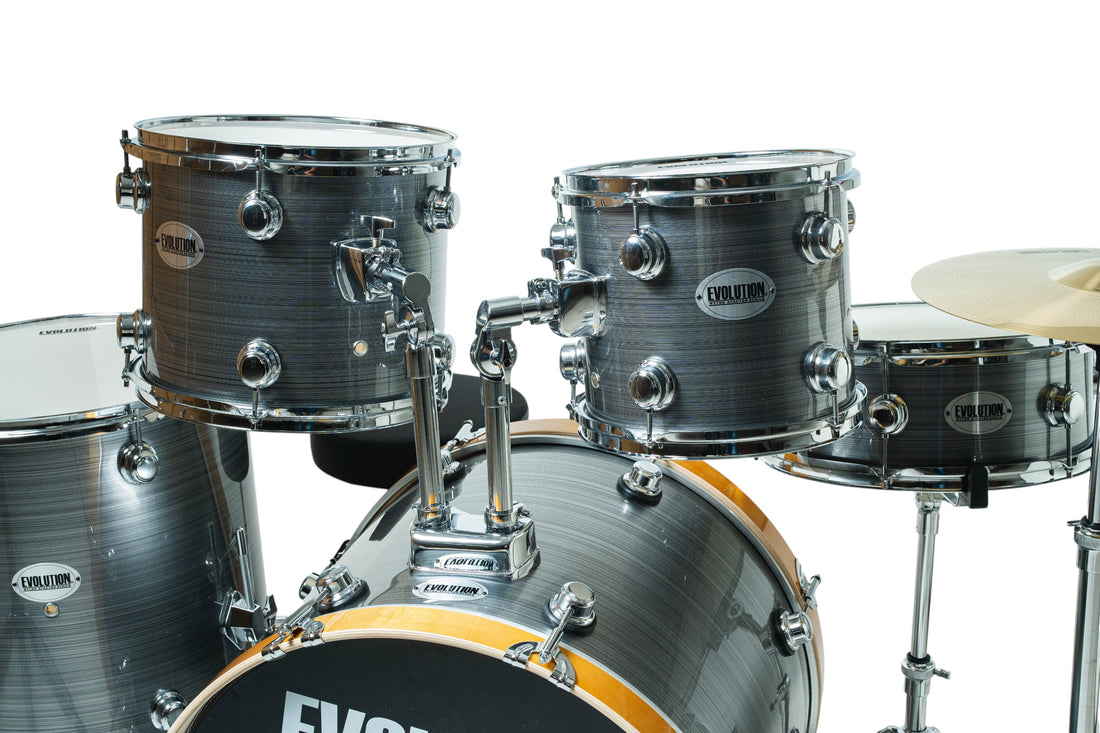 EVOLUTION | BATERIA NYTRO X FACTOR CON PLATILLOS, COLO PLATA CON RAYAS