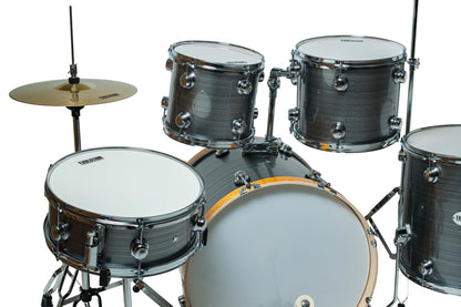 EVOLUTION | BATERIA NYTRO X FACTOR CON PLATILLOS, COLO PLATA CON RAYAS