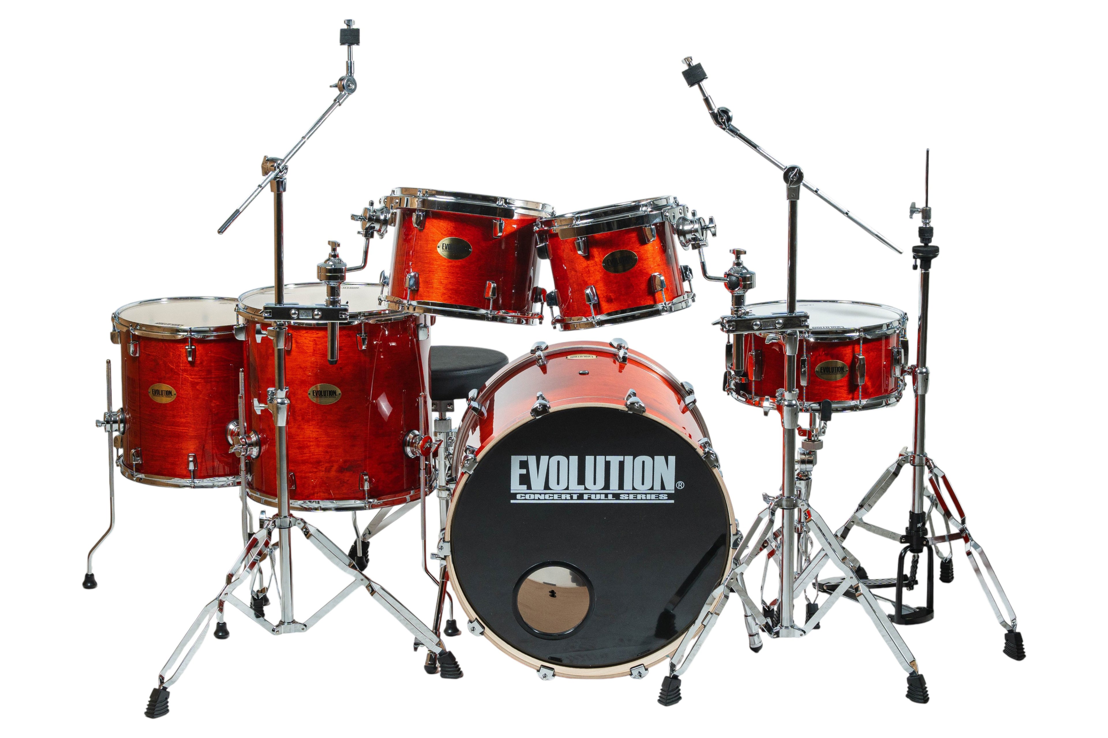 EVOLUTION | BATERÍA CONCERT FULL DE 6 PIEZAS COLOR MANDARINA (SET DE 3 CAJAS)