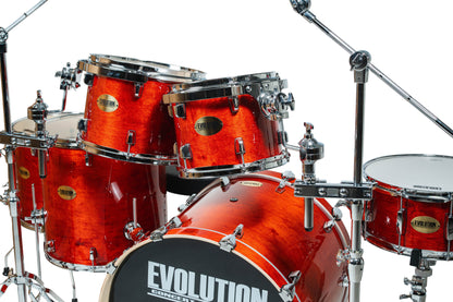 EVOLUTION | BATERÍA CONCERT FULL DE 6 PIEZAS COLOR MANDARINA (SET DE 3 CAJAS)