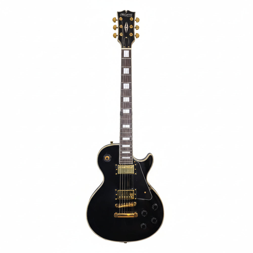 MUSICARTNEY | GUITARRA ELECTRICA E-LP CUSTOM MAQUINARIA DORADO COLOR NEGRO