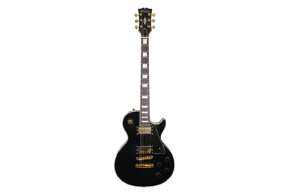 MUSICARTNEY | GUITARRA ELECTRICA E-LP CUSTOM MAQUINARIA DORADO COLOR NEGRO