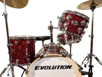 EVOLUTION | BATERÍA EVOLUTION TRAVEL FABRICADA EN MADERA DE ARCE COLOR ROJO PERLADO.