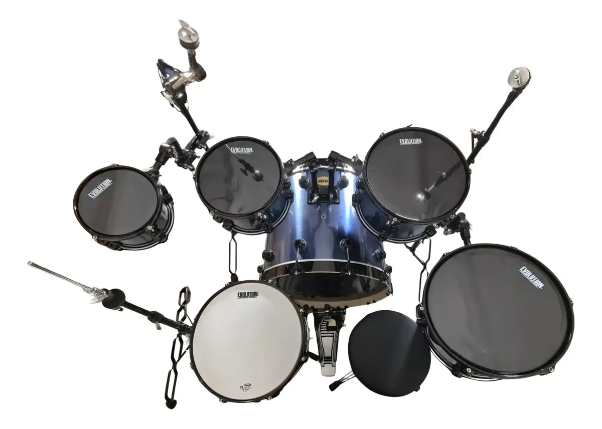 EVOLUTION | BATERÍA PANTERA 6 PIEZAS ARO NEGRO 8¨ 10¨ 12¨ 14¨ 16¨ 22¨ COLOR AZUL METALICO