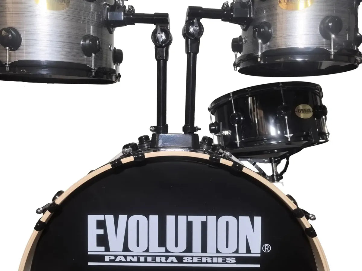 EVOLUTION | BATERÍA PANTERA 6 PZAS ARO NEGRO 8\" 10\" 12\" COLOR GRIS RAYADO