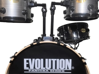 EVOLUTION | BATERÍA PANTERA 6 PZAS ARO NEGRO 8\" 10\" 12\" COLOR GRIS RAYADO
