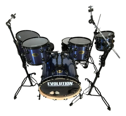 EVOLUTION | BATERÍA PANTERA 6 PIEZAS ARO NEGRO 8¨ 10¨ 12¨ 14¨ 16¨ 22¨ COLOR AZUL METALICO