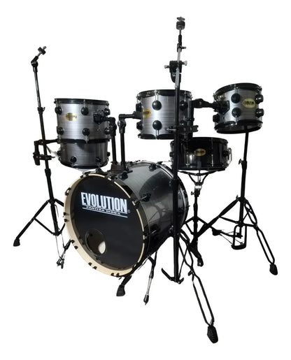 EVOLUTION | BATERÍA PANTERA 6 PZAS ARO NEGRO 8\" 10\" 12\" COLOR GRIS RAYADO
