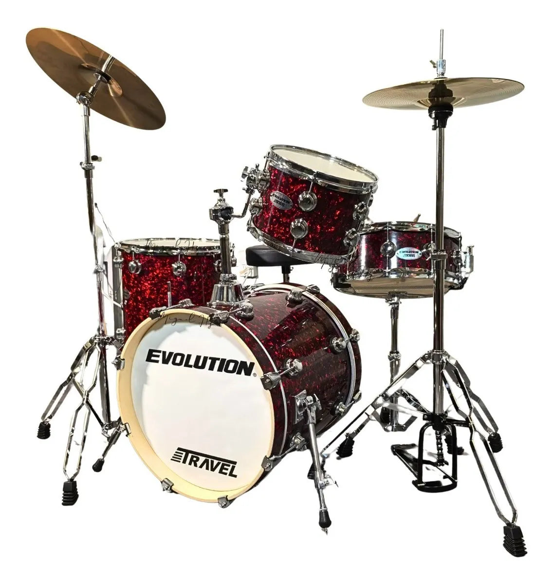EVOLUTION | BATERÍA EVOLUTION TRAVEL FABRICADA EN MADERA DE ARCE COLOR ROJO PERLADO.