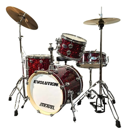 EVOLUTION | BATERÍA EVOLUTION TRAVEL FABRICADA EN MADERA DE ARCE COLOR ROJO PERLADO.