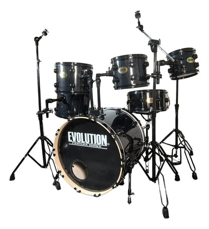 EVOLUTION | BATERIA PANTERA 6 PZAS ARO NEGRO 8\" 10\" 12\" COLOR NEGRO CON BRILLOS