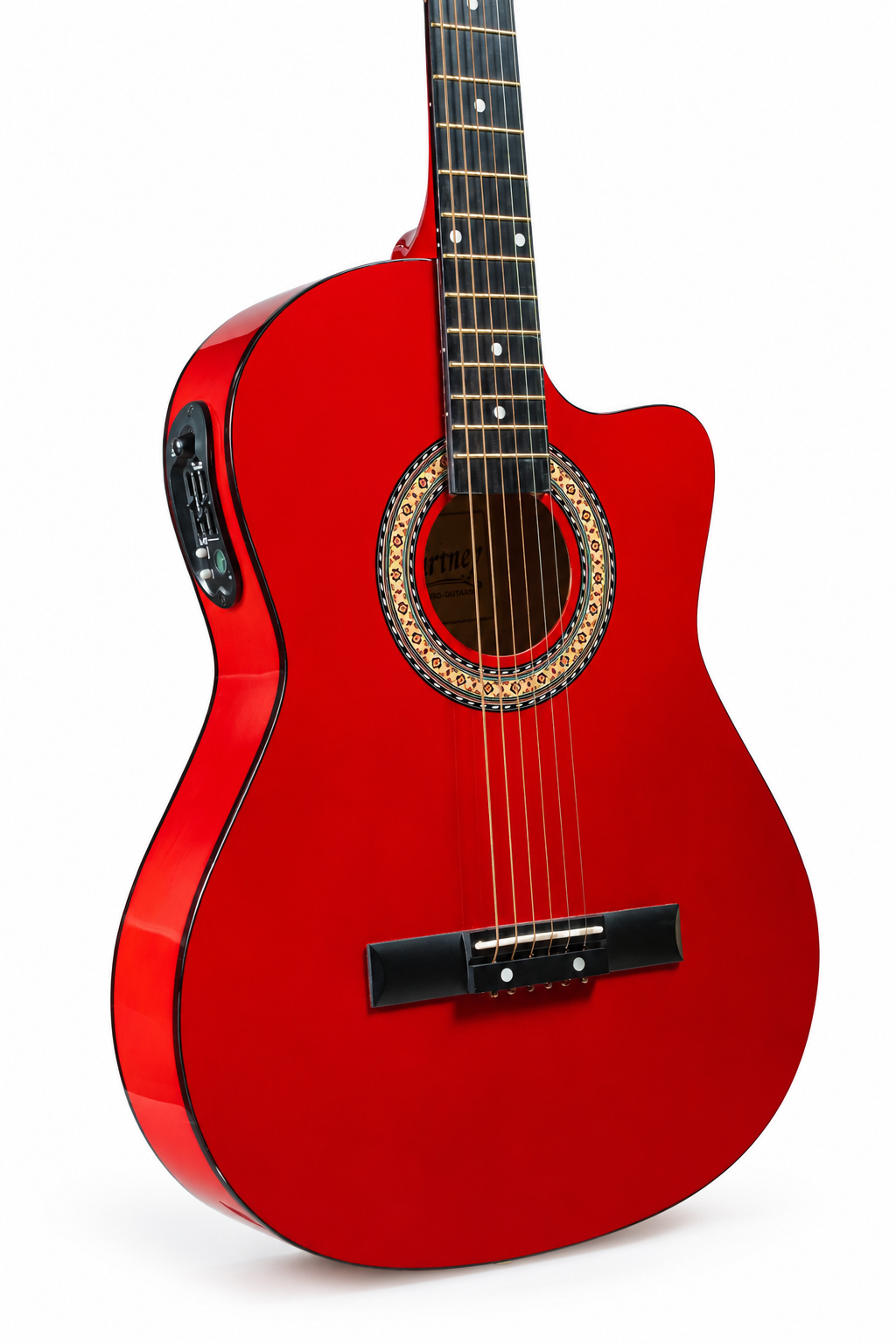Musicartney guitarra electroacústica CG-851 slim cuerdas de metal color rojo
