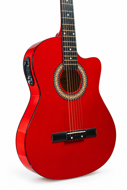 Musicartney guitarra electroacústica CG-851 slim cuerdas de metal color rojo