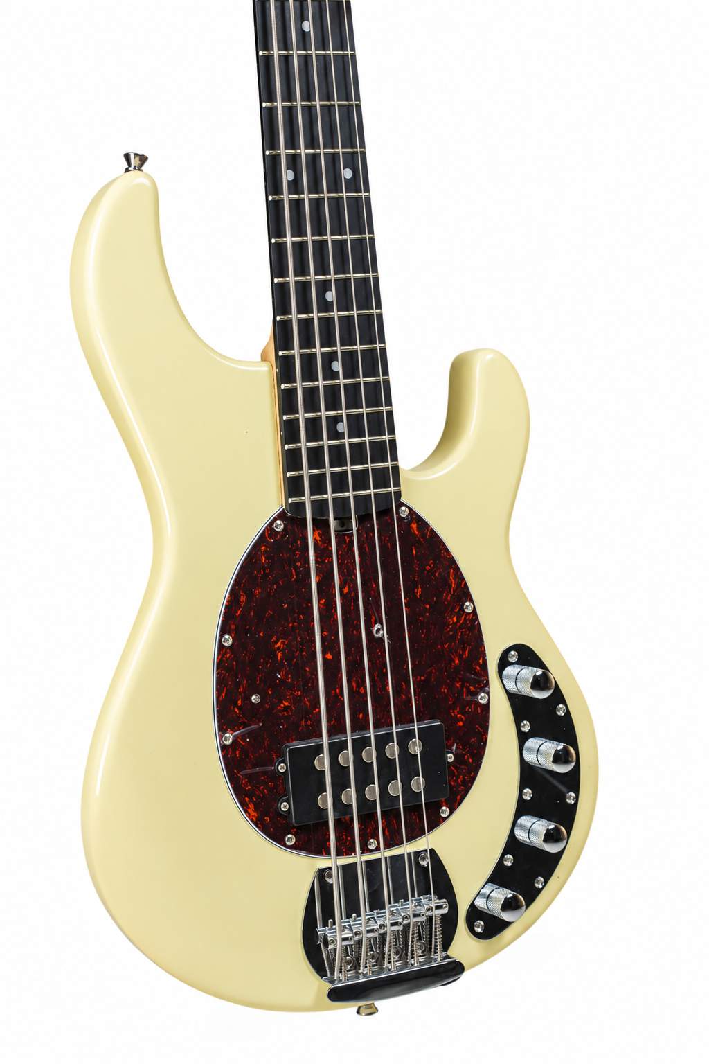 Tagima bajo eléctrico activo TBM 5 de 5 cuerdas Olympic White con mica tortoise.