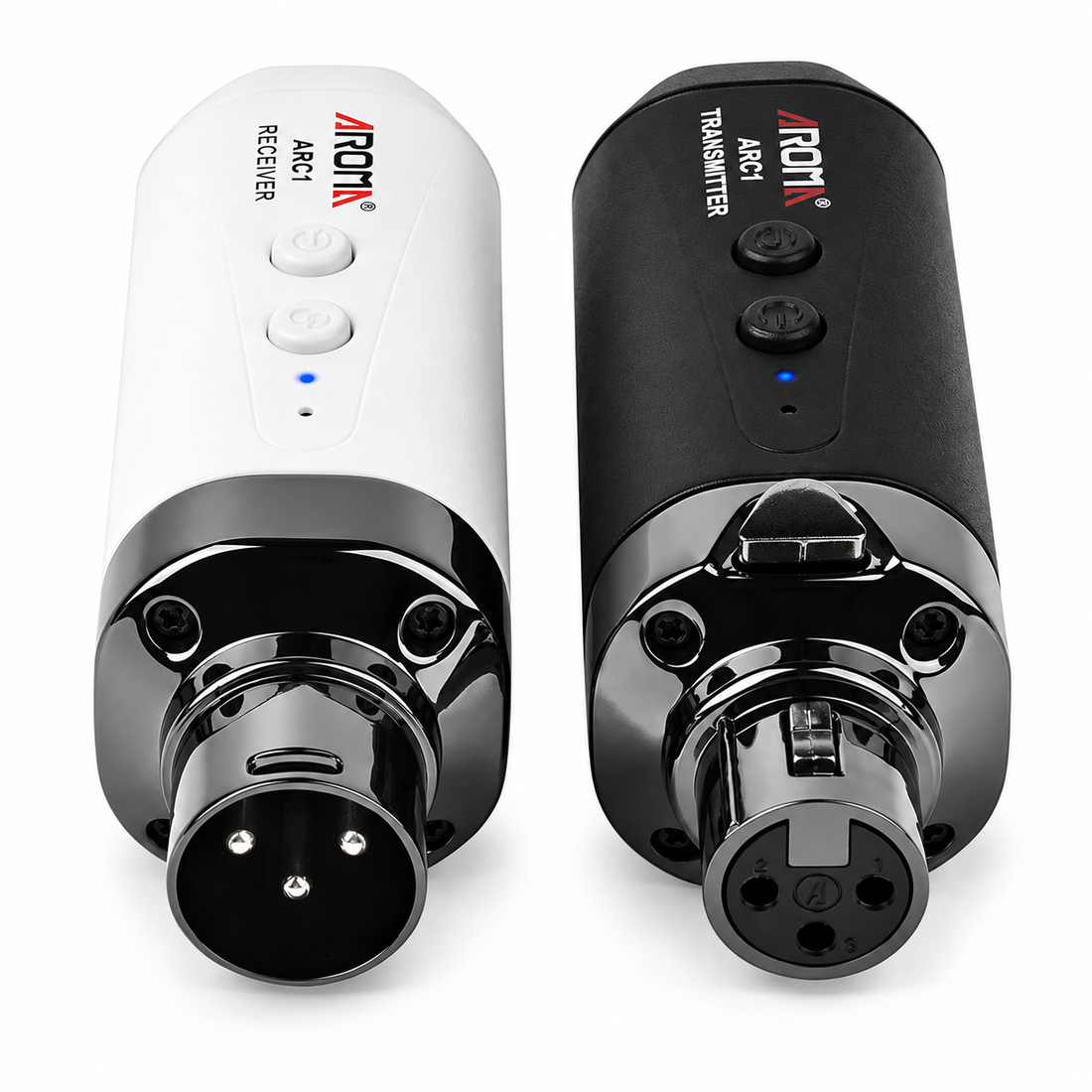 Aroma sistema inalámbrico ARC1 para micrófono XLR de 5.8 GHz blanco y negro