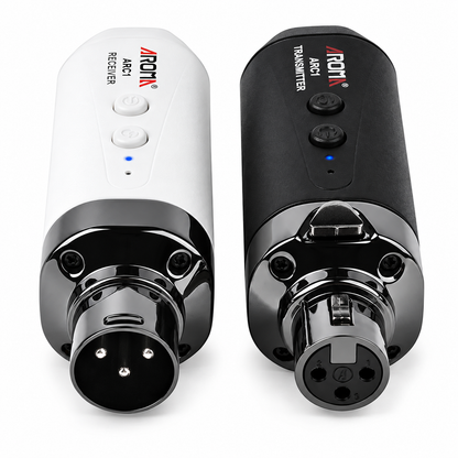 Aroma sistema inalámbrico ARC1 para micrófono XLR de 5.8 GHz blanco y negro