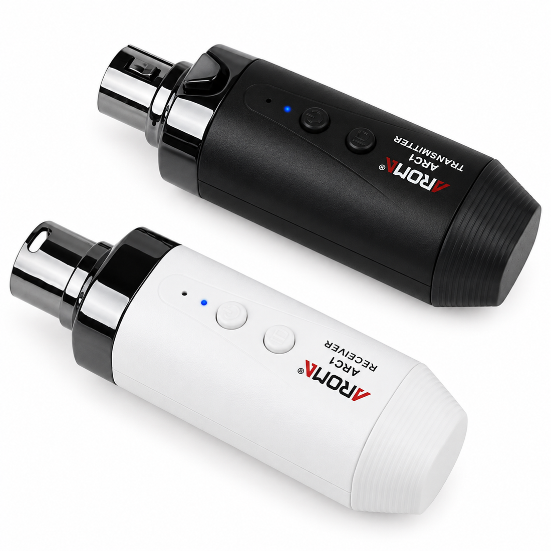Aroma sistema inalámbrico ARC1 para micrófono XLR de 5.8 GHz blanco y negro