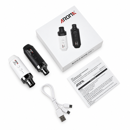 Aroma sistema inalámbrico ARC1 para micrófono XLR de 5.8 GHz blanco y negro