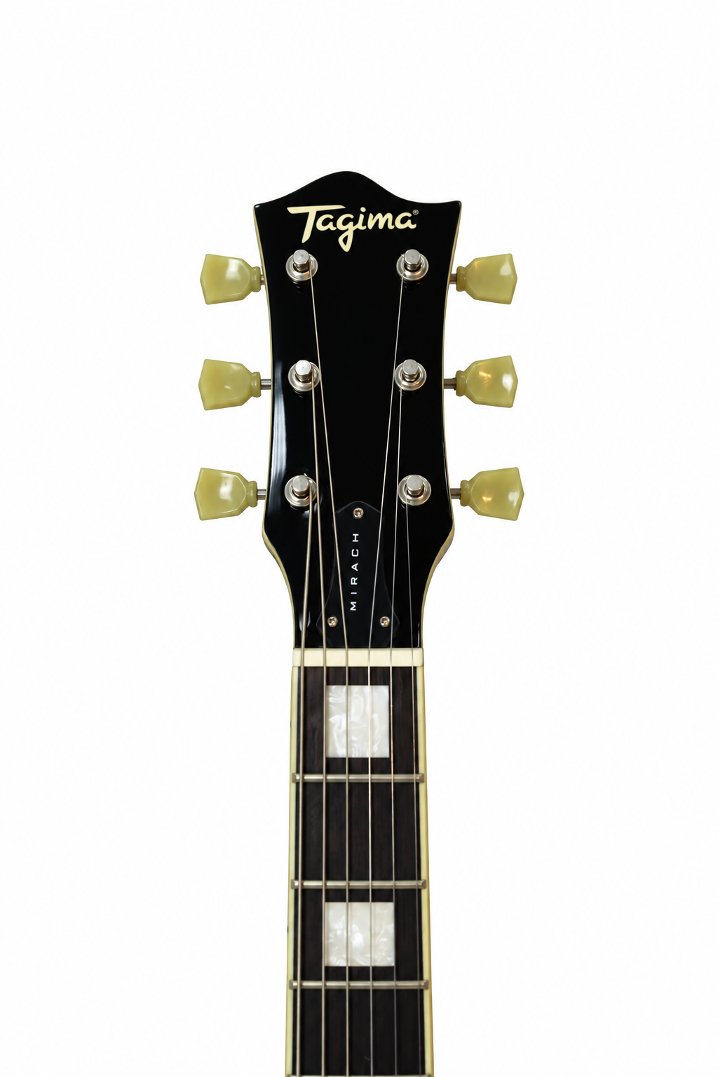 Tagima Guitarra eléctrica Mirach Flamed de 6 cuerdas Transparent Amber con estuche