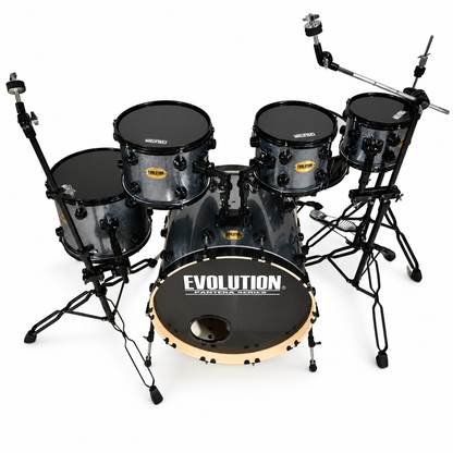 Evolution Batería Pantera de 6 piezas con aros negros Azul Sparkle
