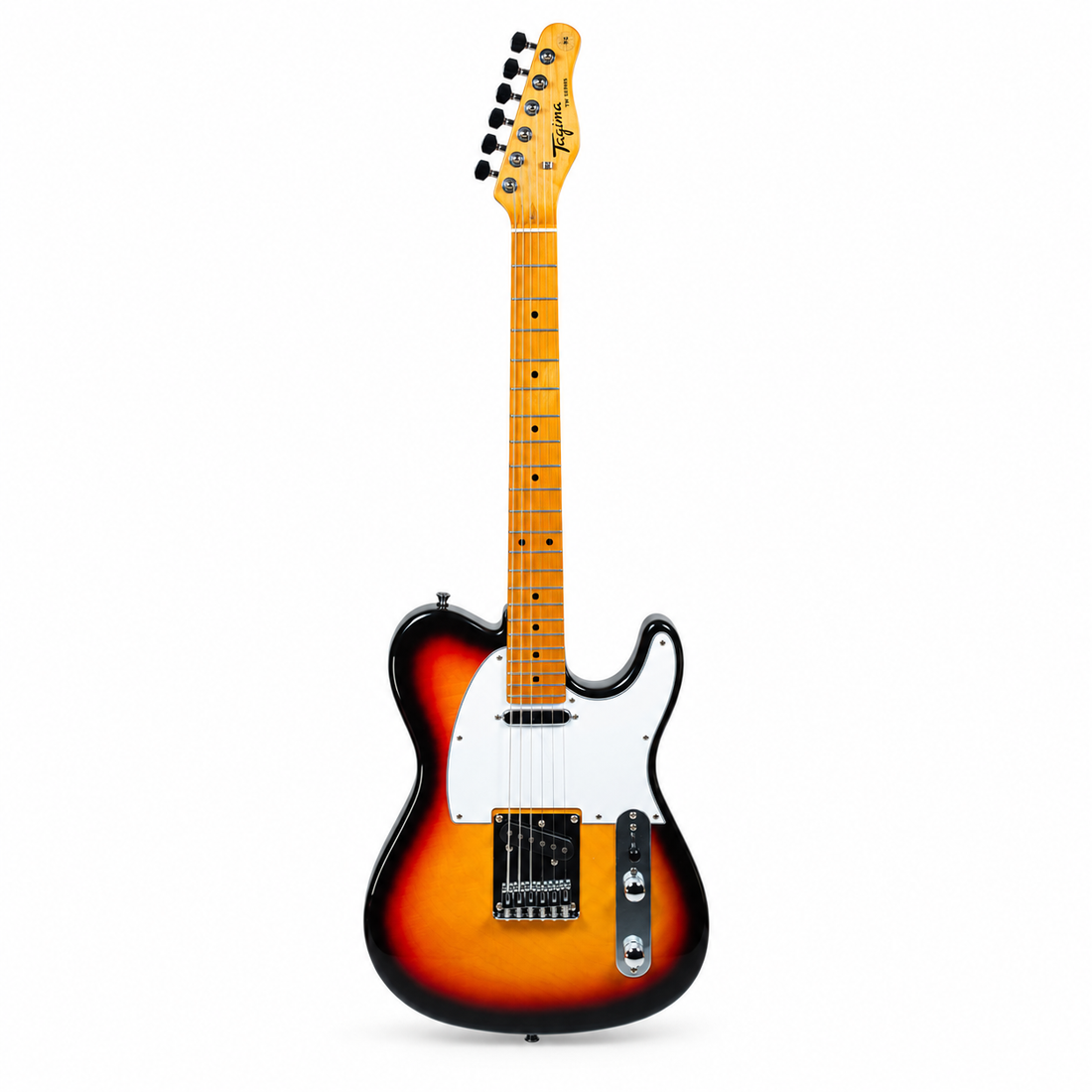 TAGIMA Guitarra eléctrica TW-55 de 6 cuerdas Sunburst con mica blanca