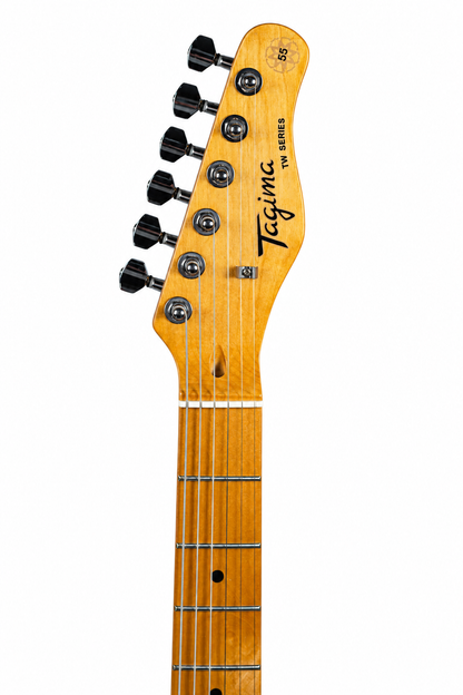 TAGIMA Guitarra eléctrica TW-55 de 6 cuerdas Sunburst con mica blanca