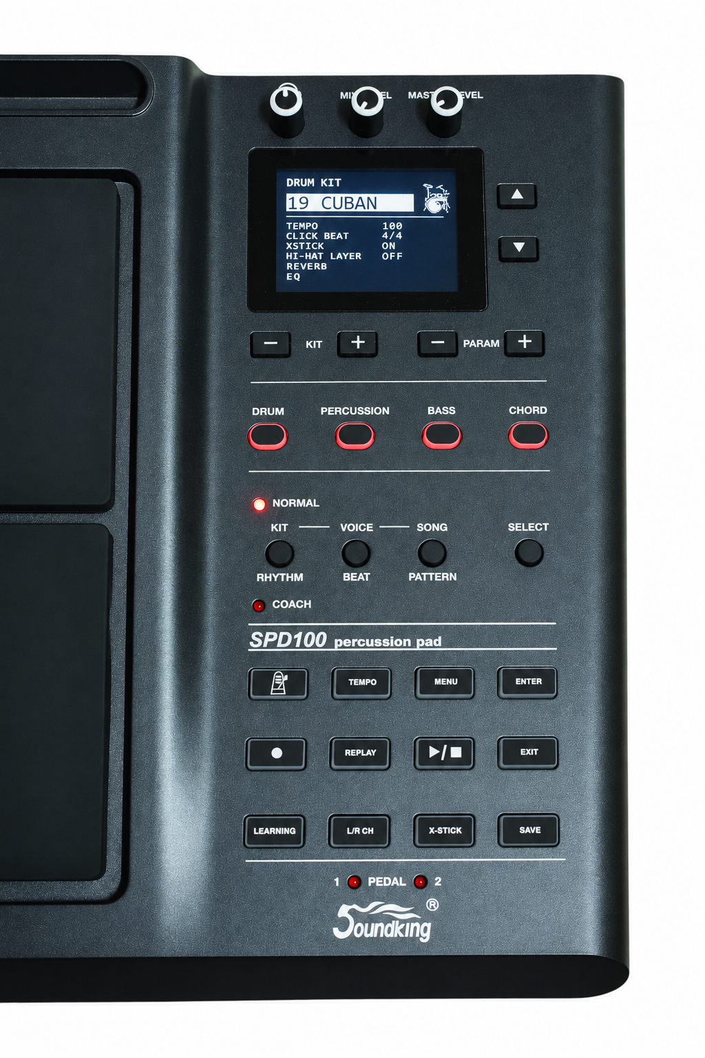 Soundking Pad de Percusión Electrónica SPD100 con Base, Funda y Pedales