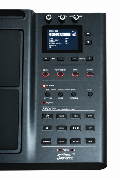 Soundking Pad de Percusión Electrónica SPD100 con Base, Funda y Pedales