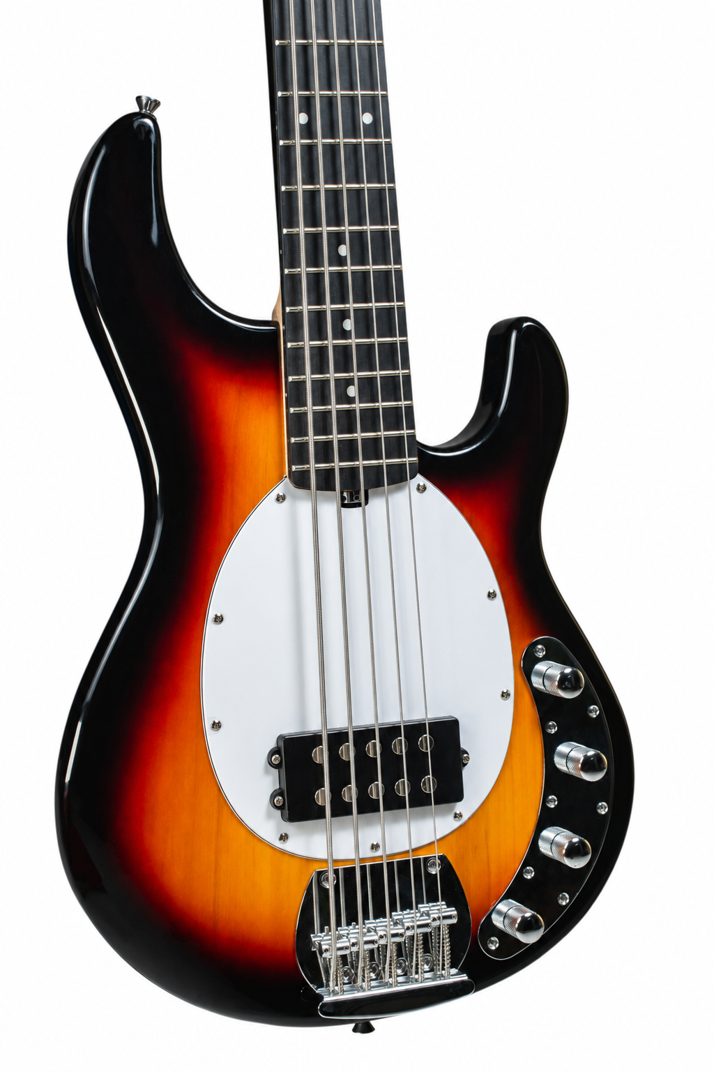 Tagima bajo eléctrico activo TBM 5 de 5 cuerdas sunburst con mica blanca.