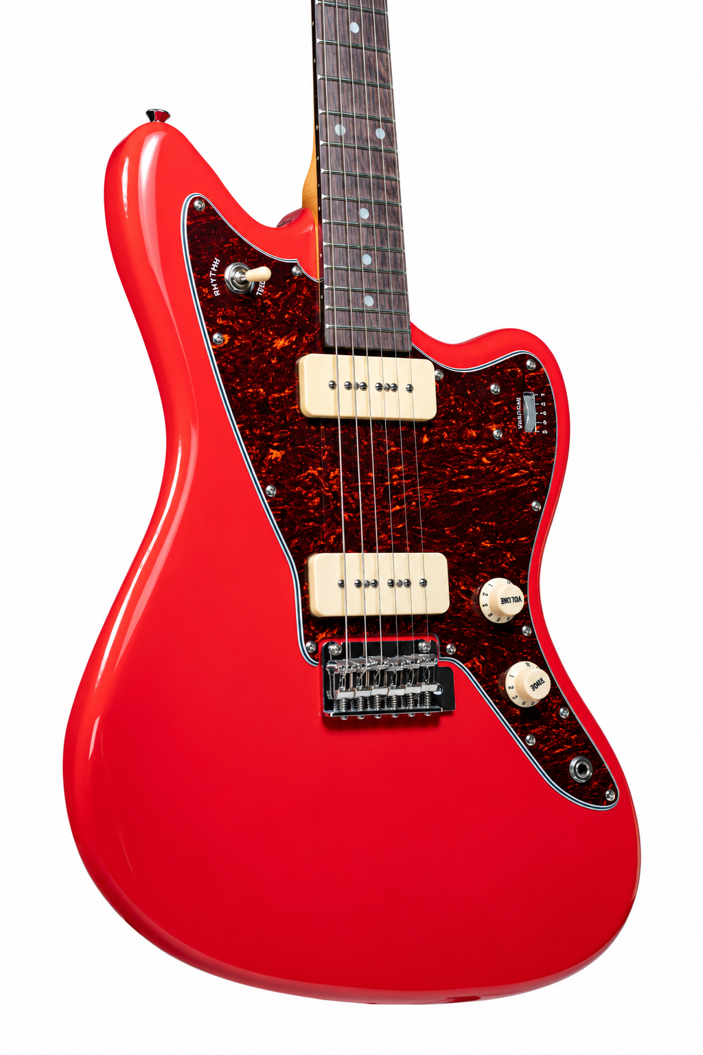 Tagima guitarra eléctrica TW-61 Rojo Fiesta con mica tortoise y pastillas P-90
