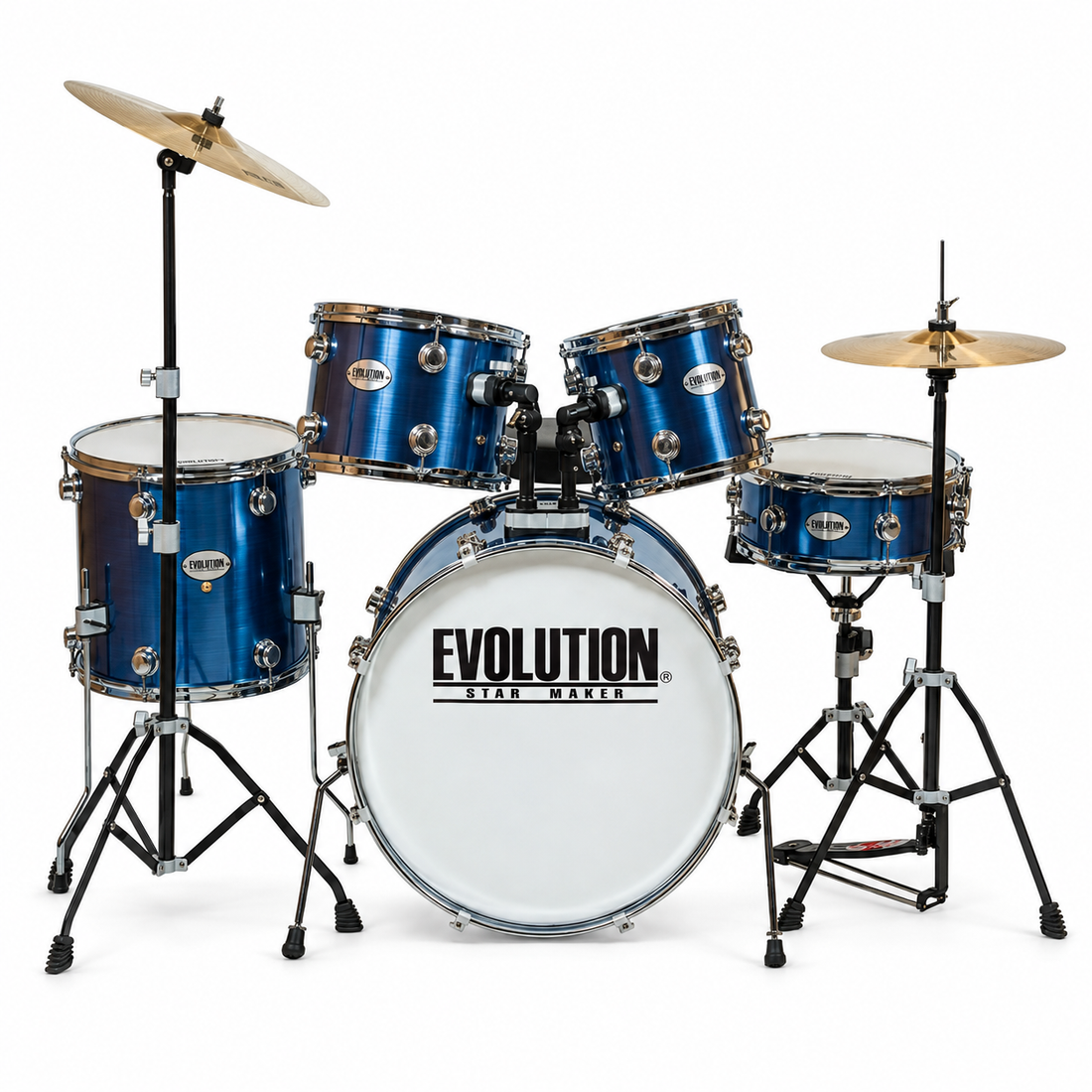 Evolution batería acústica Starmaker 5 piezas hardware y platillos color azul metálico