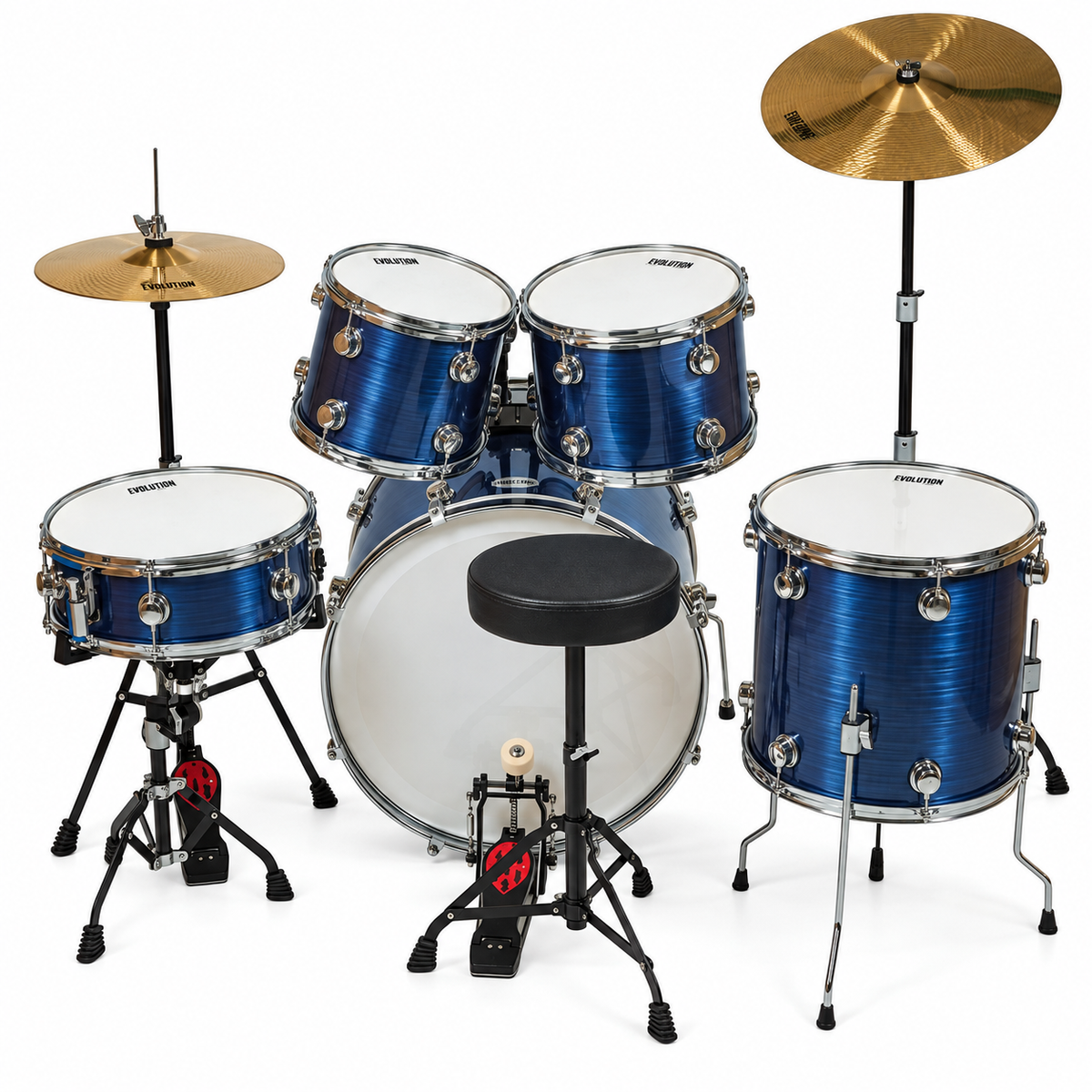 Evolution batería acústica Starmaker 5 piezas hardware y platillos color azul metálico