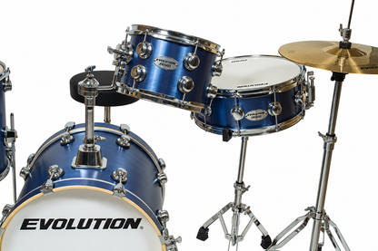 Evolution batería Travel 4 piezas con hardware azul metálico