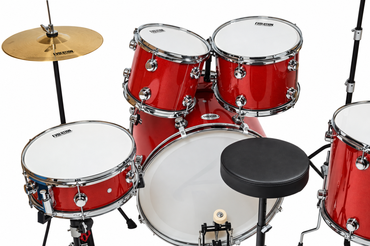 Evolution batería acústica Starmaker 5 piezas hardware y platillos color rojo