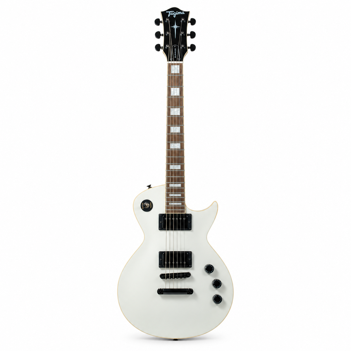 Tagima Guitarra eléctrica tipo LP Almach de 6 cuerdas Blanco Mate