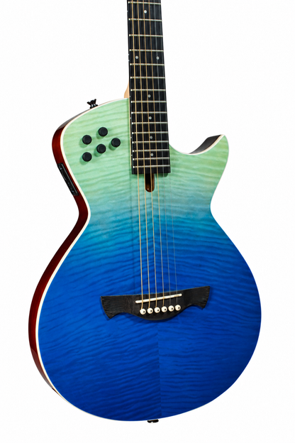 Tagima | Guitarra electroacústica Modena Steel de 6 cuerdas, cuerpo slim – Blue Fade Gloss