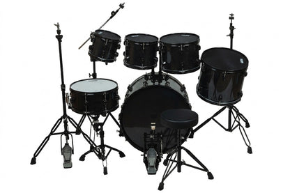 EVOLUTION | BATERÍA PANTERA 6 PZAS ARO NEGRO 8\" 10\" 12\" COLOR NEGRO CON BRILLOS