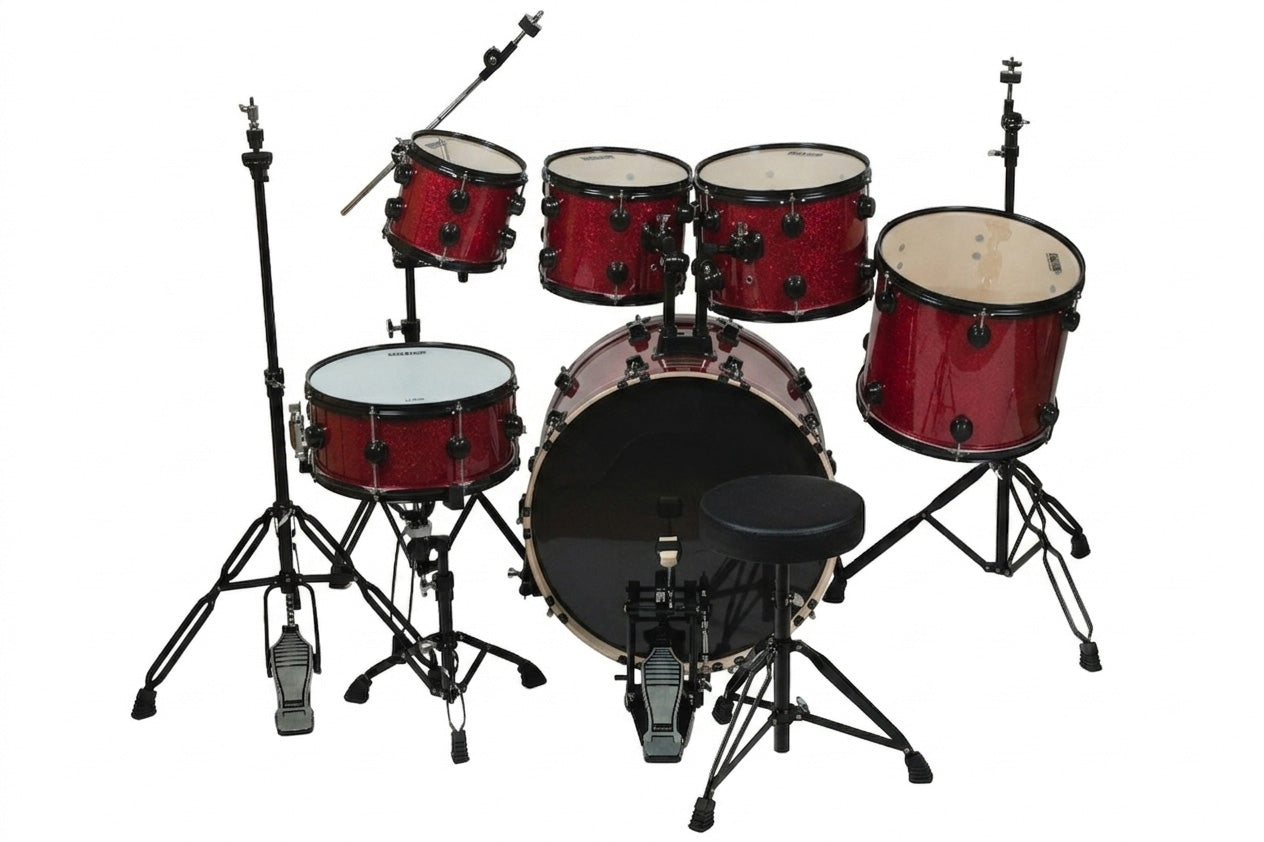 EVOLUTION | BATERÍA PANTERA 6 PIEZAS ARO NEGRO COLOR ROJO SPARKLE