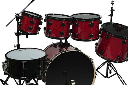 EVOLUTION | BATERIA PANTERA 6 PZAS ARO NEGRO 8\" 10\" 12\" 14\" 14\" 22\"COLOR ROJO