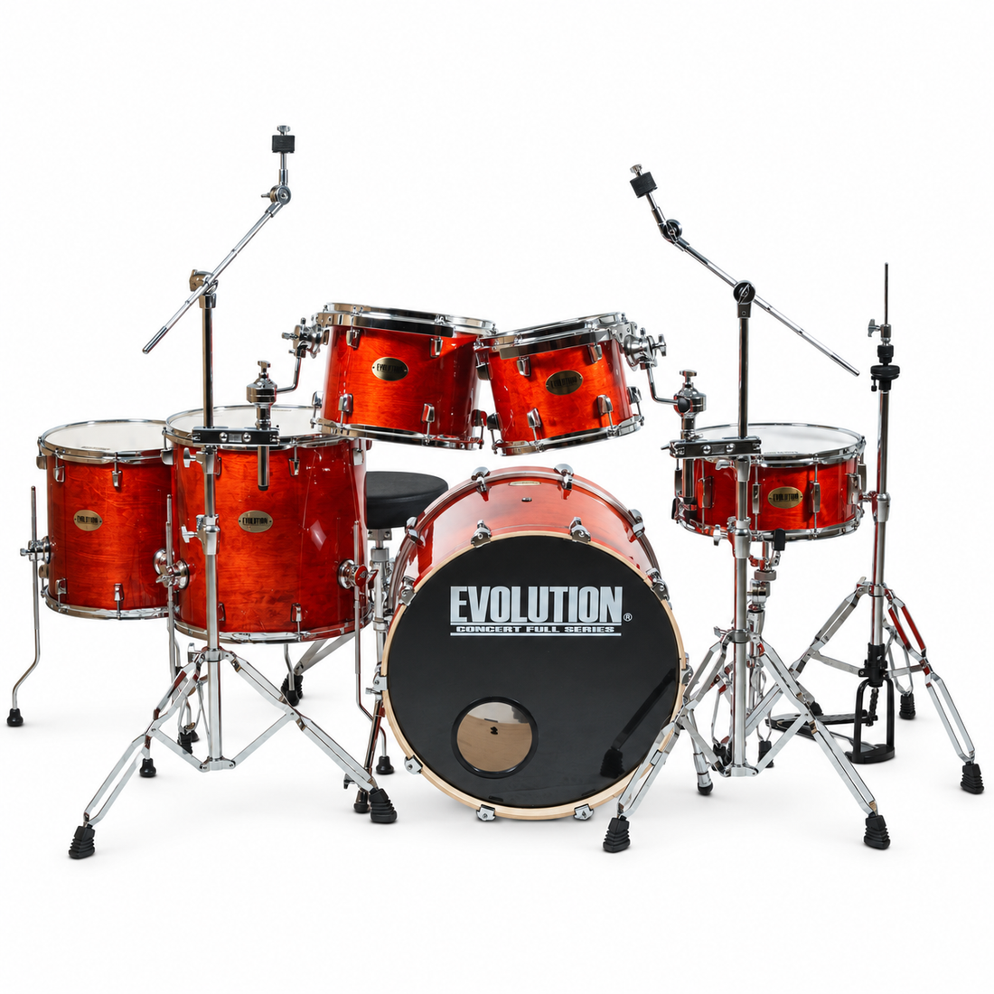 EVOLUTION | BATERÍA CONCERT FULL DE 6 PIEZAS COLOR MANDARINA (SET DE 3 CAJAS)