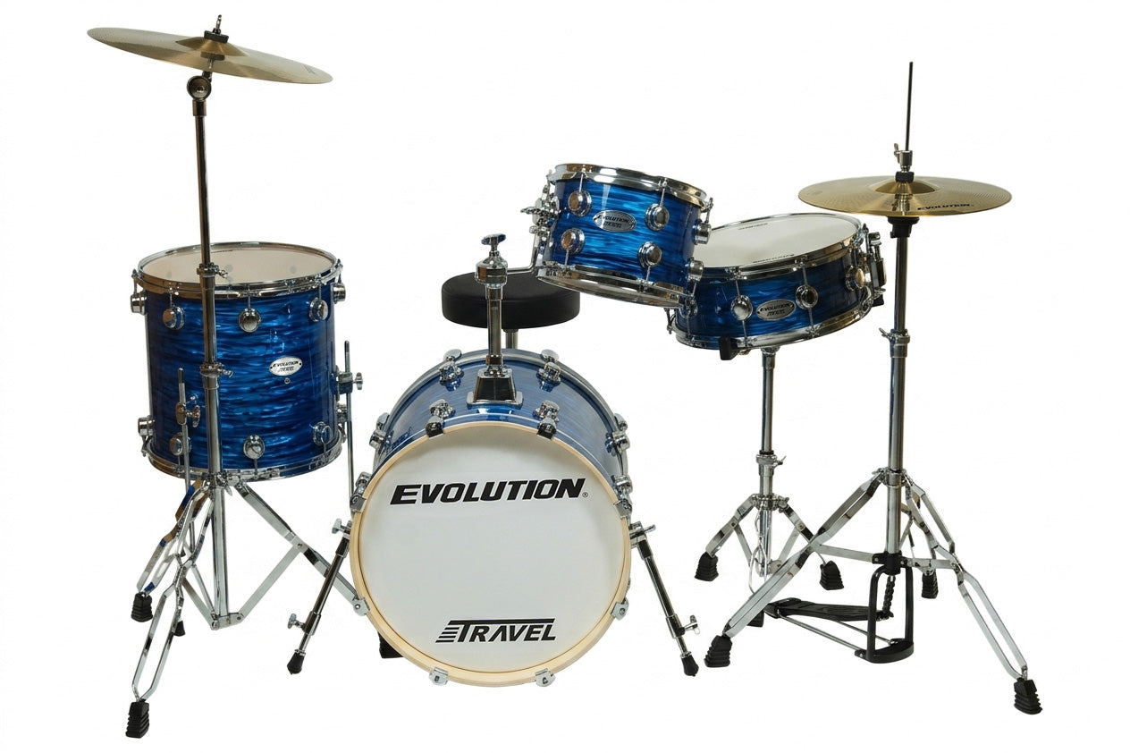 EVOLUTION | BATERÍA EVOLUTION TRAVEL FABRICADA EN MADERA DE ARCE COLOR STRATA BLUE.