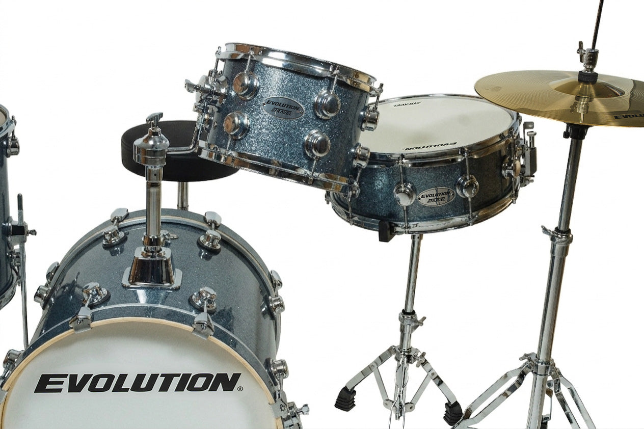 EVOLUTION | BATERÍA EVOLUTION TRAVEL FABRICADA EN MADERA DE ARCE COLOR AZUL SPARKLE