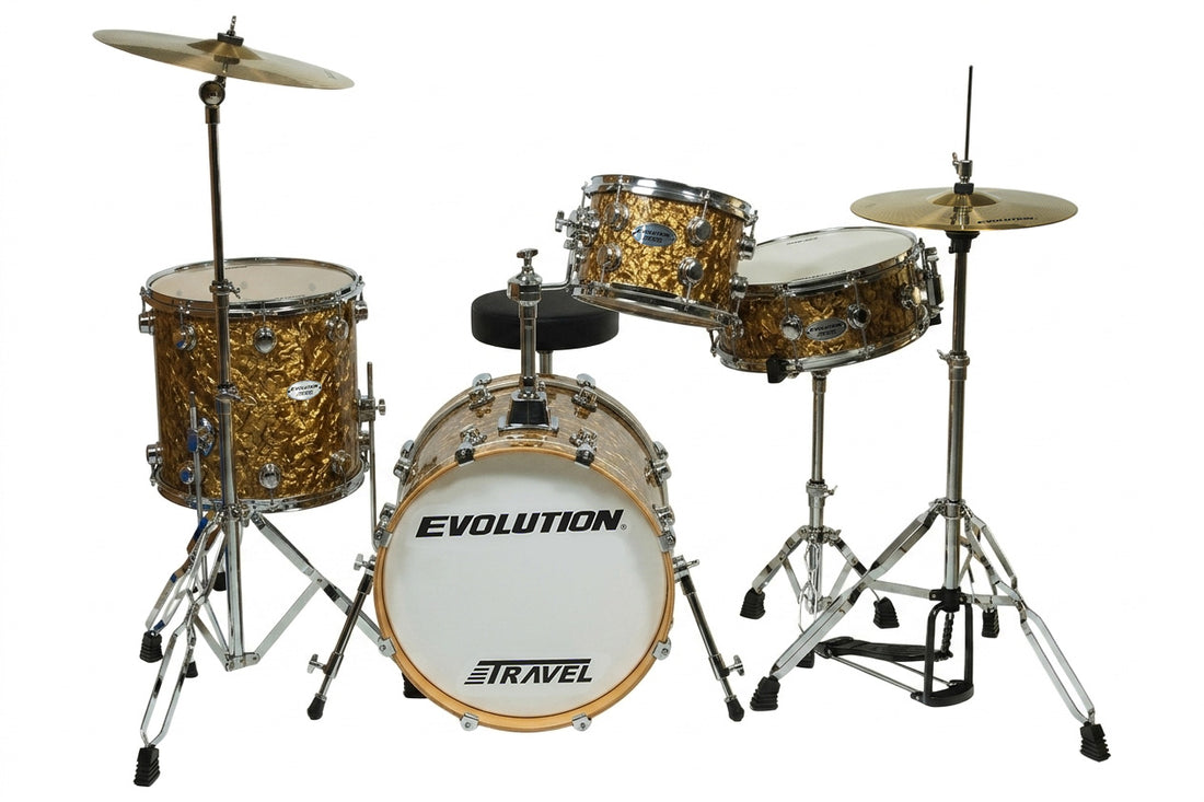 EVOLUTION | BATERIA 4 PZAS BRONCE CON BRILLOS 10X8 ( TRAVEL )