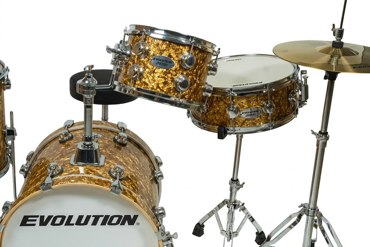 EVOLUTION | BATERIA 4 PZAS BRONCE CON BRILLOS 10X8 ( TRAVEL )